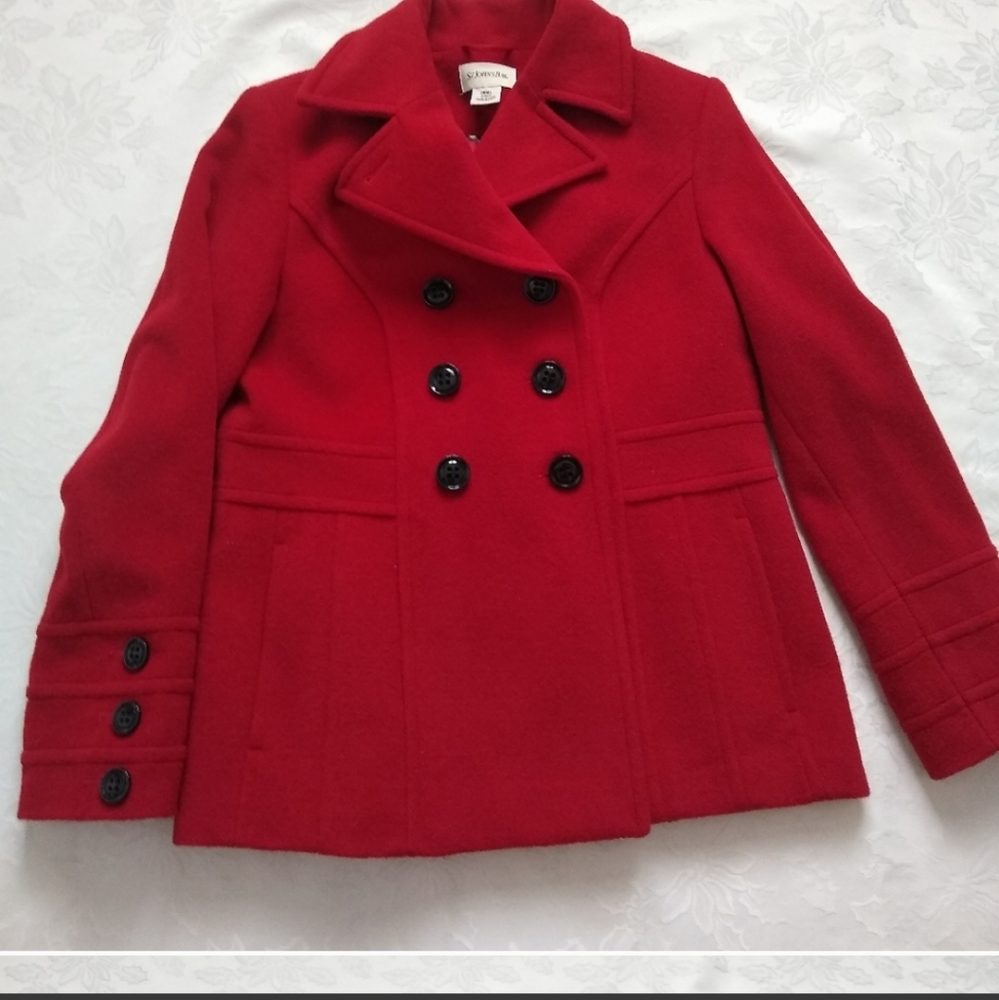 Wool cashmere double breasted trench cherry red